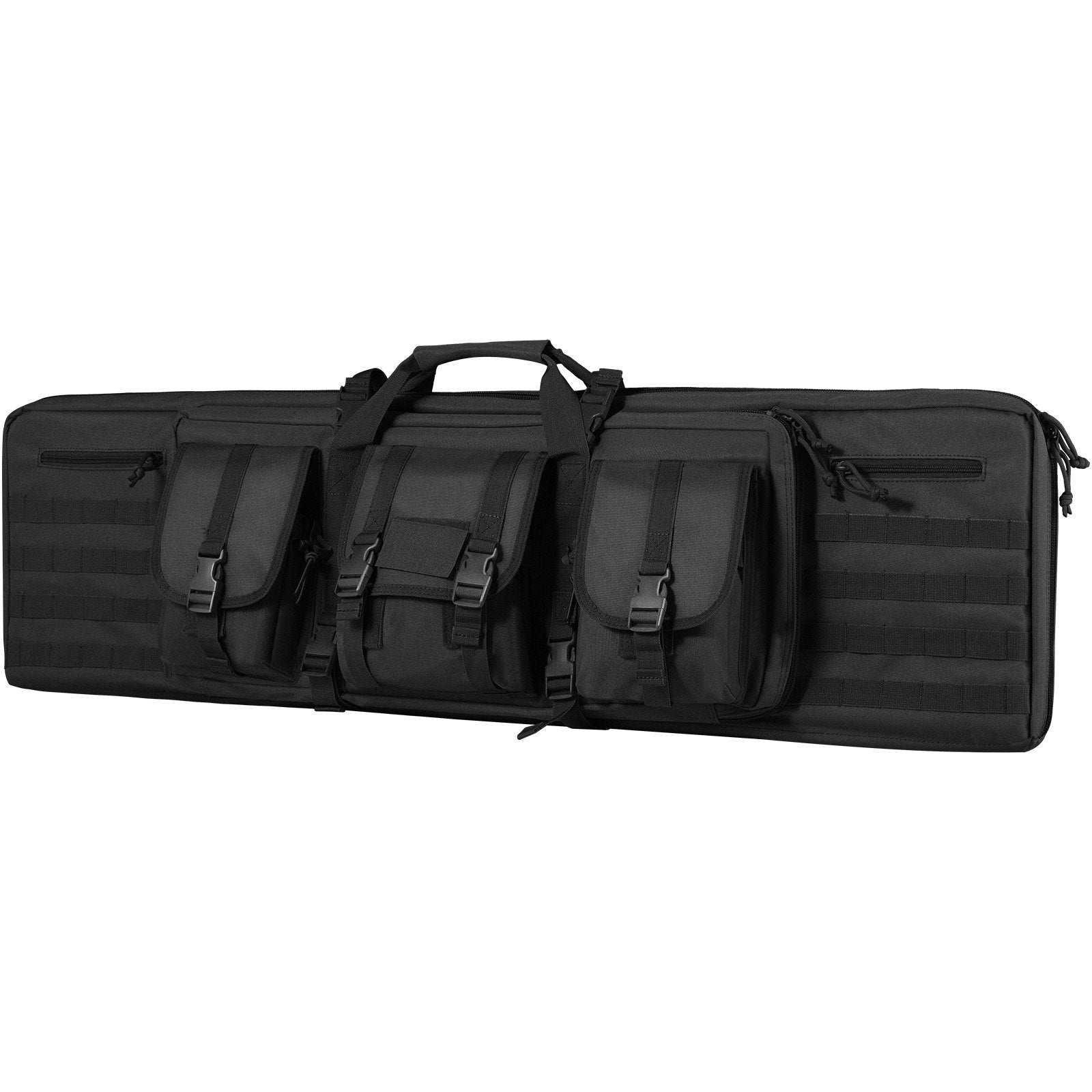 Rifle Bag, 42 inch Tactical Double Long Gun Bag, Soft Rifle Case with Lockable Zipper, Portable Handle & Shoulder Strap, 3 Large Storage Pockets Rifle Case for Two 40" Rifles & 2 Pistols