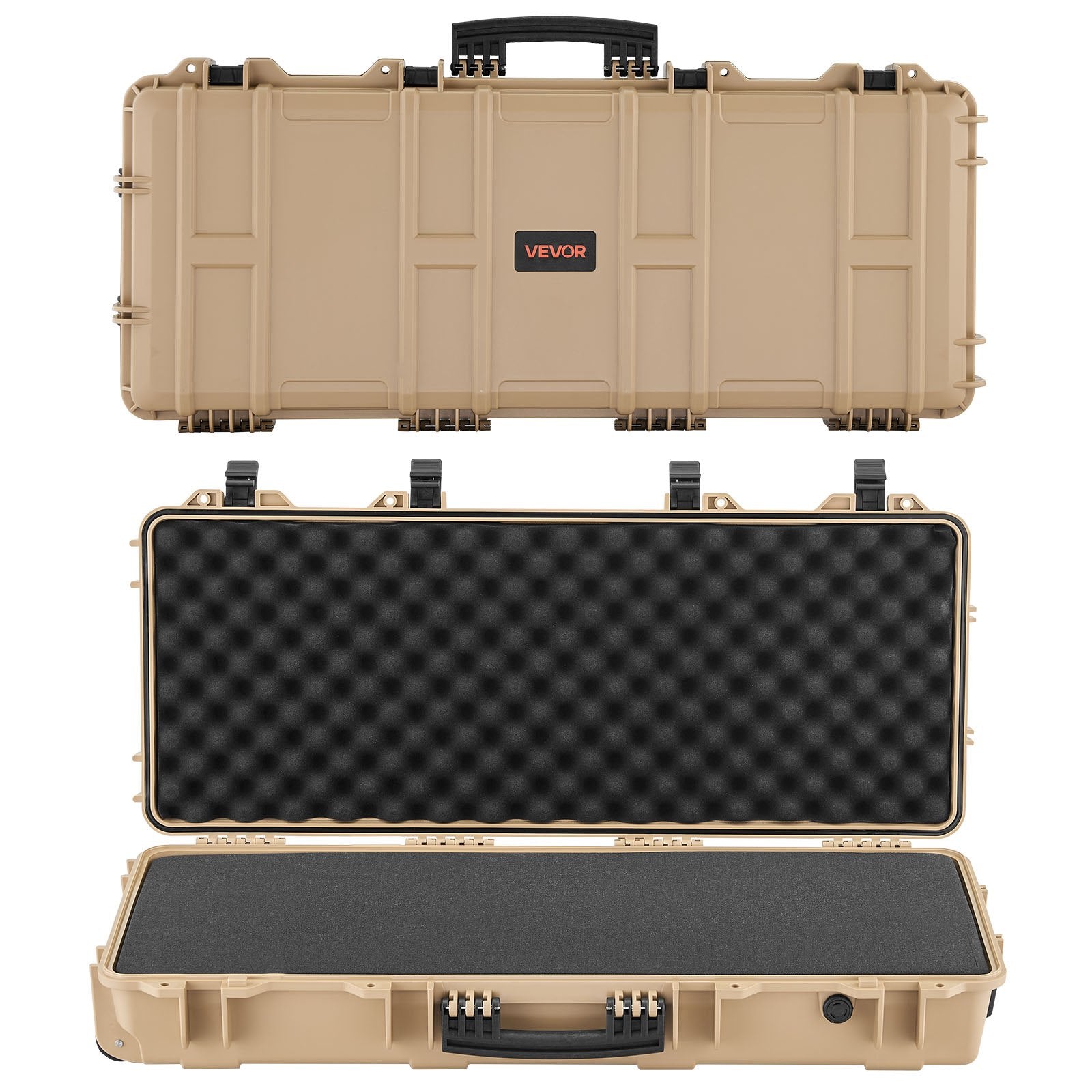 36" Hard Rifle Case, Lockable Rifle Case with 4 Layers Pre-cut Foams,Gun Storage with Wheels, IP67 Waterproof & Dustproof Pistol Storage Cases for Rifles, Shotguns, Airsoft Guns