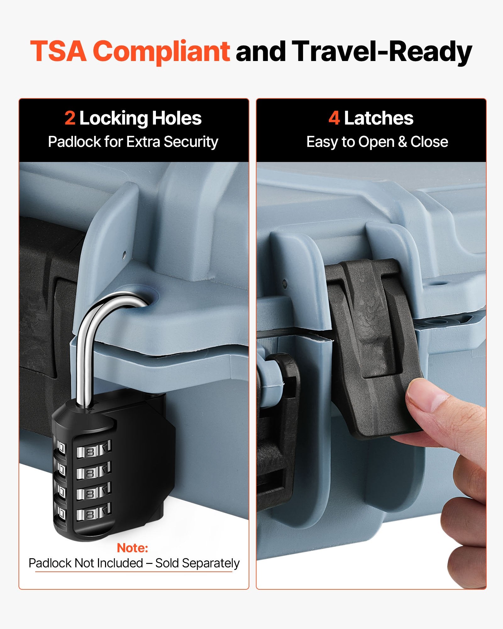 42" Hard Rifle Case, Lockable Rifle Case with Pre-cut Foams, Movable Gun Storage with Wheels, IP67 Waterproof & Dustproof Pistol Storage for Rifle, Shotgun, Airsoft Gun