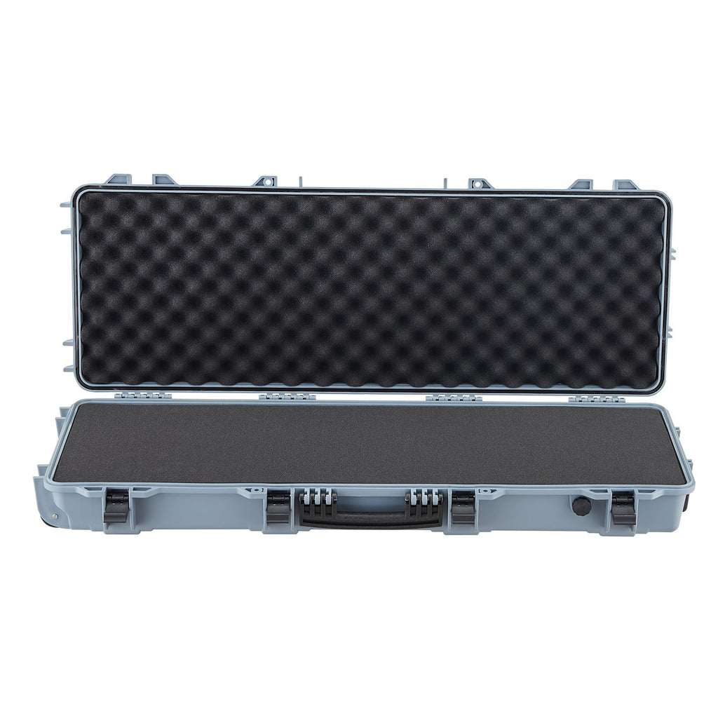 42" Hard Rifle Case, Lockable Rifle Case with Pre-cut Foams, Movable Gun Storage with Wheels, IP67 Waterproof & Dustproof Pistol Storage for Rifle, Shotgun, Airsoft Gun