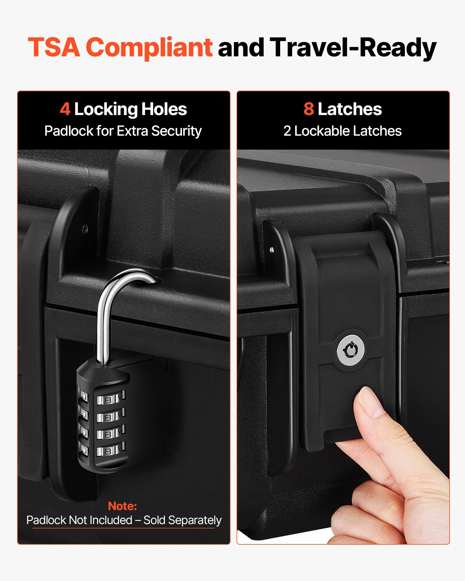 50" Black Hard Rifle Case, Lockable Rifle Case with Detachable XPE Foam, Gun Storage with Wheels, IP67 Waterproof & Dustproof Pistol Storage Cases for Rifles, Shotguns, Airsoft Guns