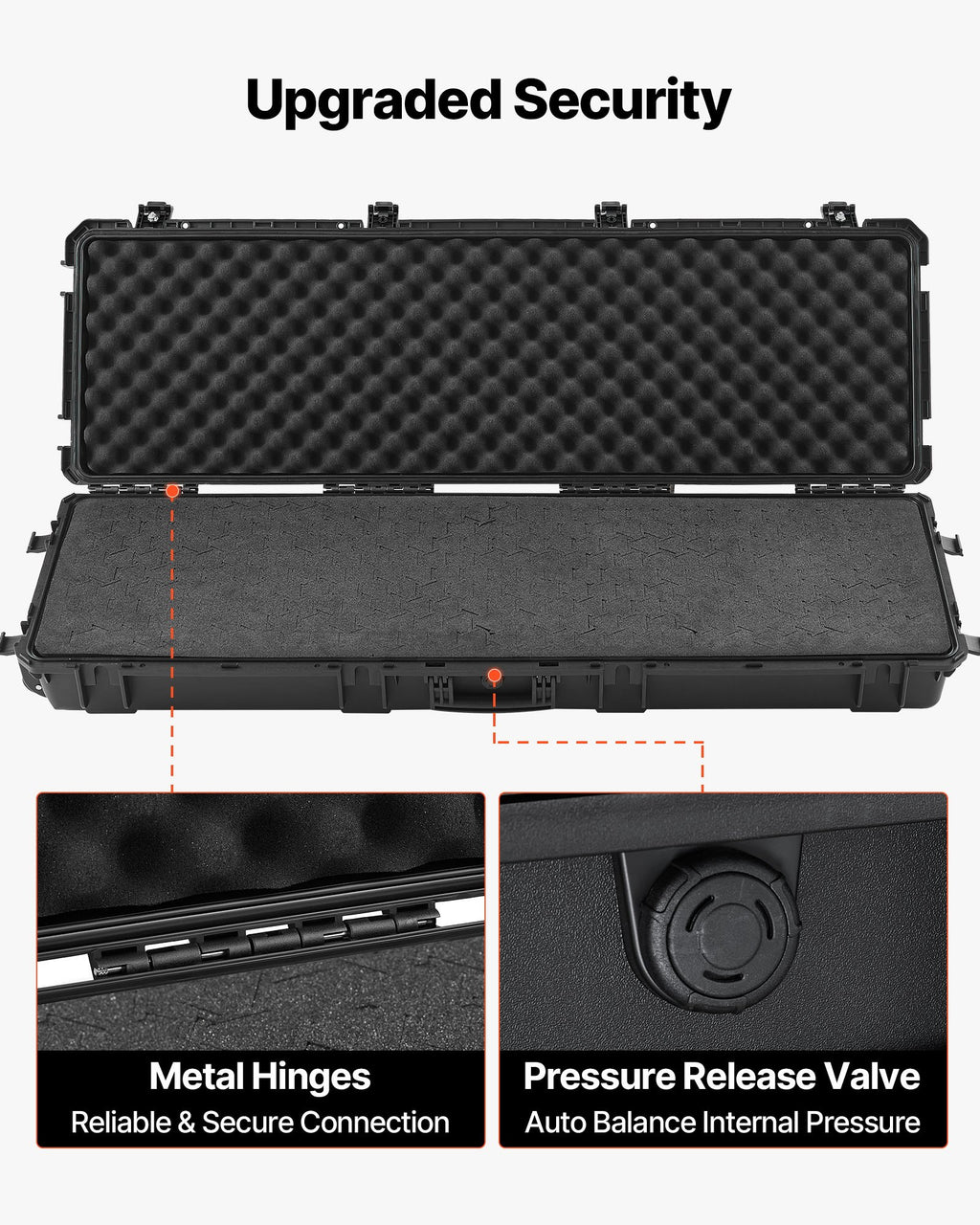 50" Black Hard Rifle Case, Lockable Rifle Case with Detachable XPE Foam, Gun Storage with Wheels, IP67 Waterproof & Dustproof Pistol Storage Cases for Rifles, Shotguns, Airsoft Guns