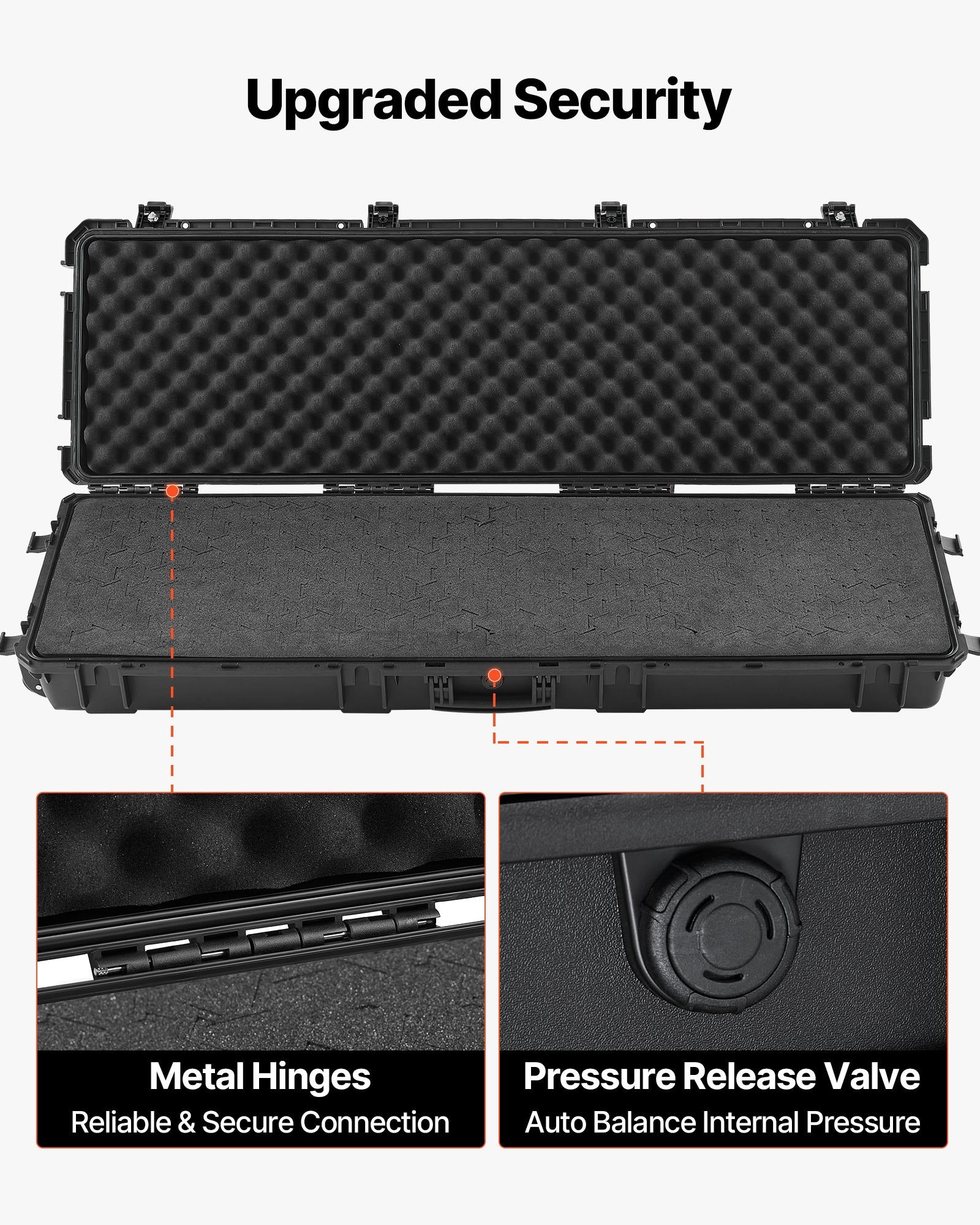 50" Black Hard Rifle Case, Lockable Rifle Case with Detachable XPE Foam, Gun Storage with Wheels, IP67 Waterproof & Dustproof Pistol Storage Cases for Rifles, Shotguns, Airsoft Guns