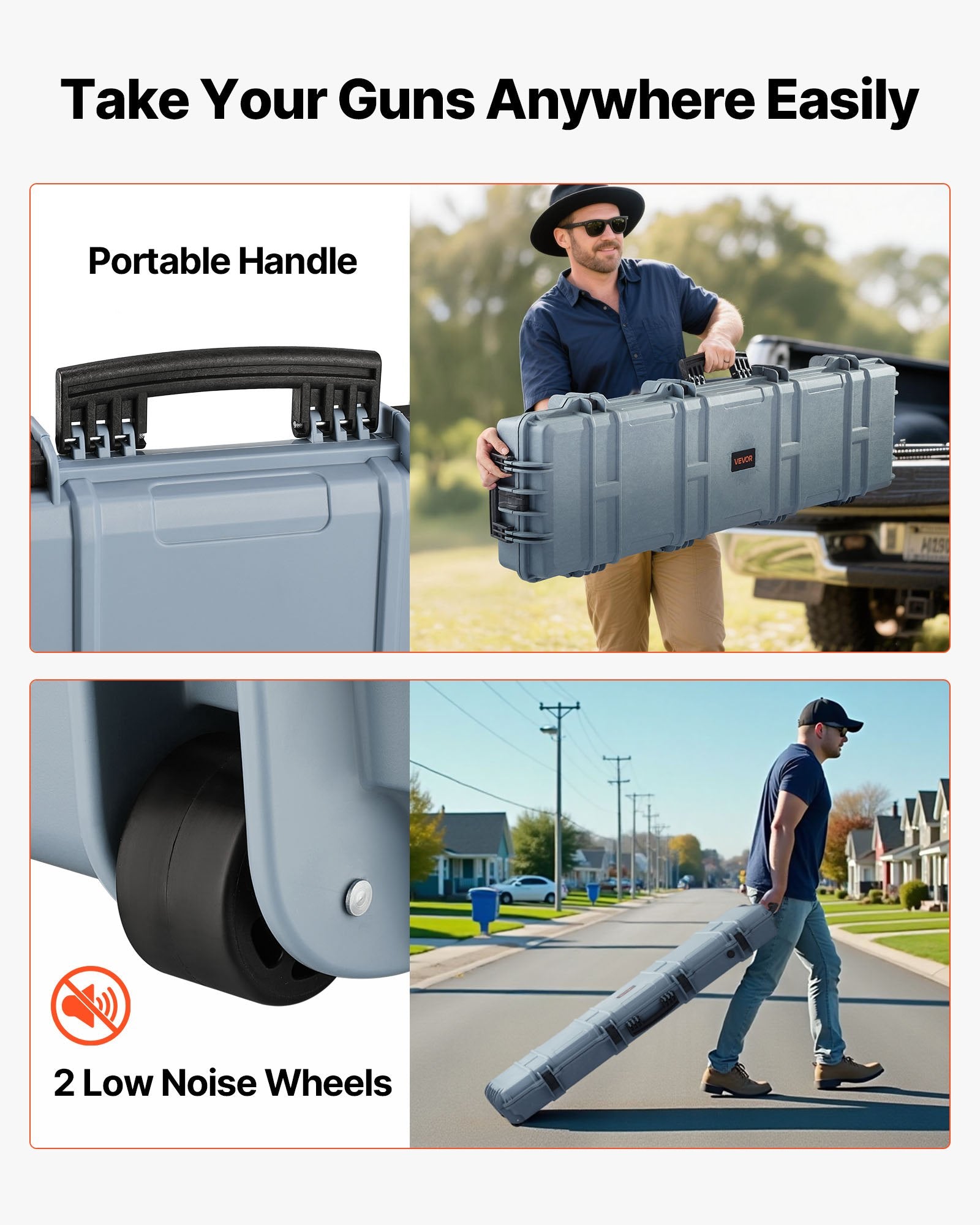 50" Hard Rifle Case, Lockable Rifle Case with Pre-cut Foams,Movable Gun Storage with Wheels, IP67 Waterproof & Dustproof Pistol Storage for Rifle, Shotgun, Airsoft Gun