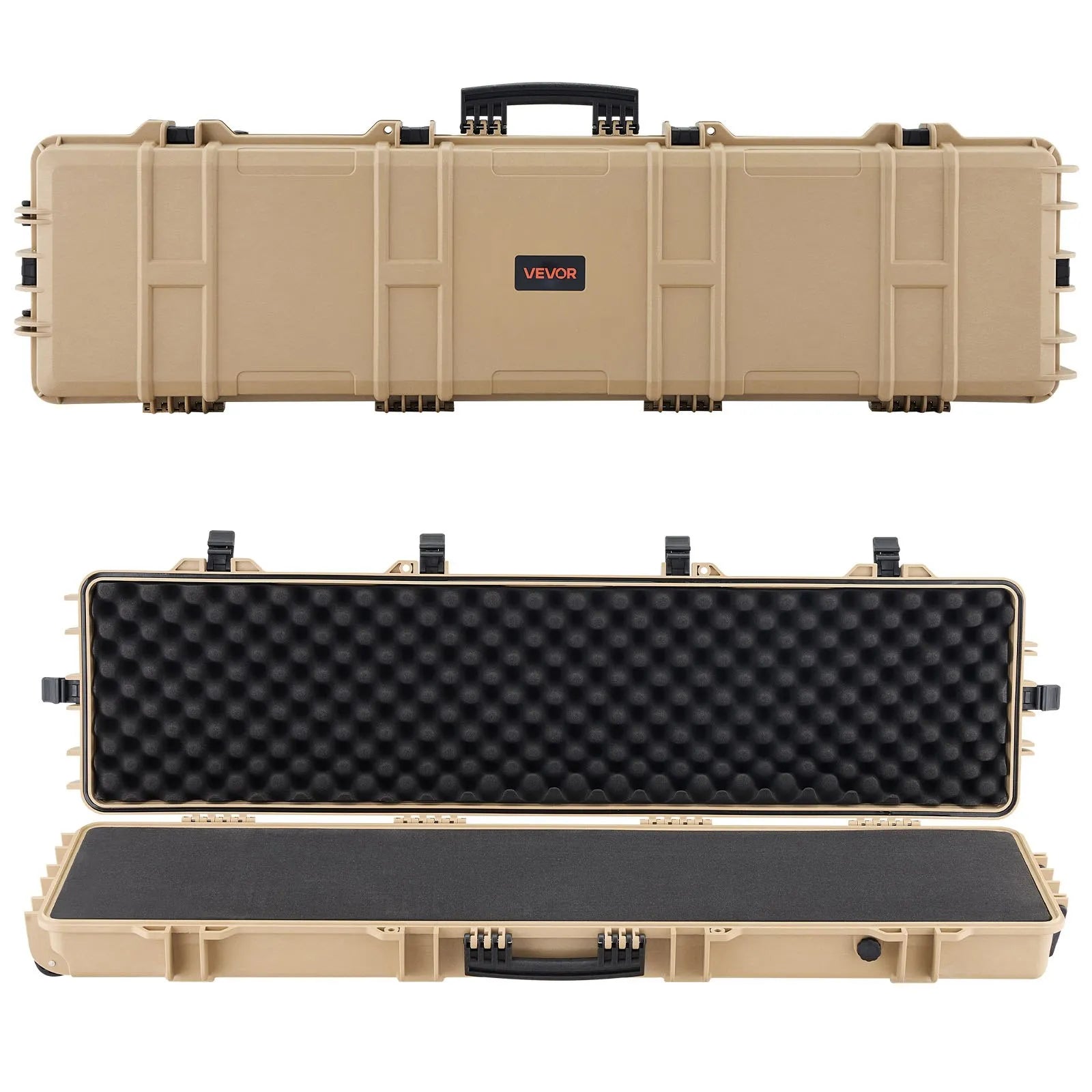 50" Hard Rifle Case, Lockable Rifle Case with Pre-cut Foams,Movable Gun Storage with Wheels, IP67 Waterproof & Dustproof Pistol Storage for Rifle, Shotgun, Airsoft Gun