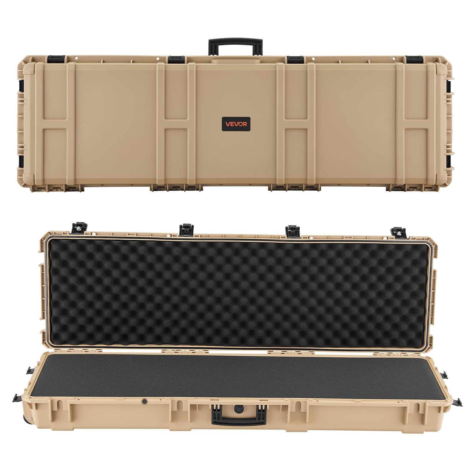 52" Hard Rifle Case, Lockable Rifle Case with Pre-cut Foams, Gun Storage with Wheels, Heavy Duty IP67 Waterproof & Dustproof Pistol Storage Cases for Rifles, Shotguns, Airsoft Guns