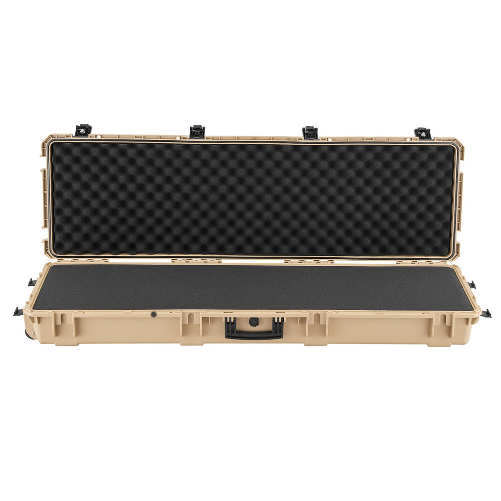 52" Hard Rifle Case, Lockable Rifle Case with Pre-cut Foams, Gun Storage with Wheels, Heavy Duty IP67 Waterproof & Dustproof Pistol Storage Cases for Rifles, Shotguns, Airsoft Guns