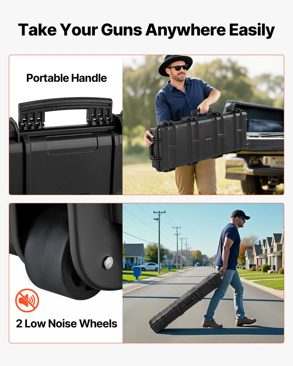 36" Hard Rifle Case, Lockable Rifle Case with 4 Layers Pre-cut Foams,Gun Storage with Wheels, IP67 Waterproof & Dustproof Pistol Storage Cases for Rifles, Shotguns, Airsoft Guns