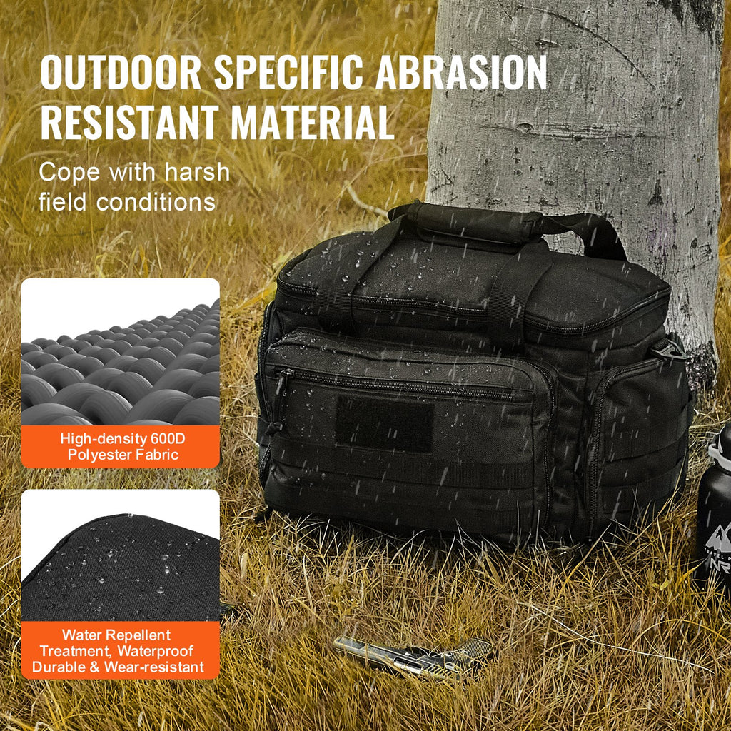 Range Bag for 4 Pistols, Tactical Gun Range Bag with 3 Detachable Baffles & 6 Magazines, Firearm Shooting Handgun Bag for Outdoor Hunting Shooting Pistol Bag with Single Shoulder Strip