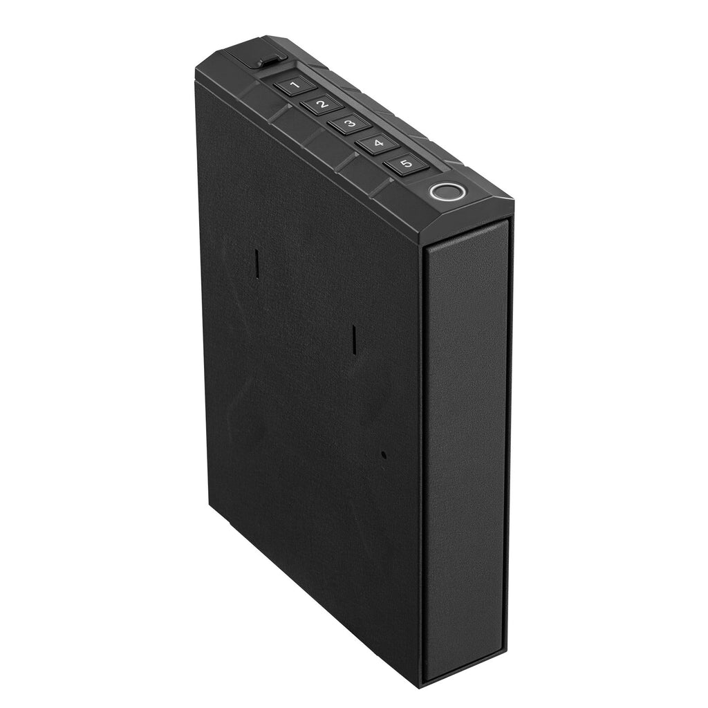 Gun Safe, Slider Handgun Gun Safe with Fingerprint/Password/Key, 3-Way Quick Access Firearm Case Box with Lighting for 1 Pistol & Magazine, Mounted Pistol Gun Box for Nightstand Bedside Desk Car