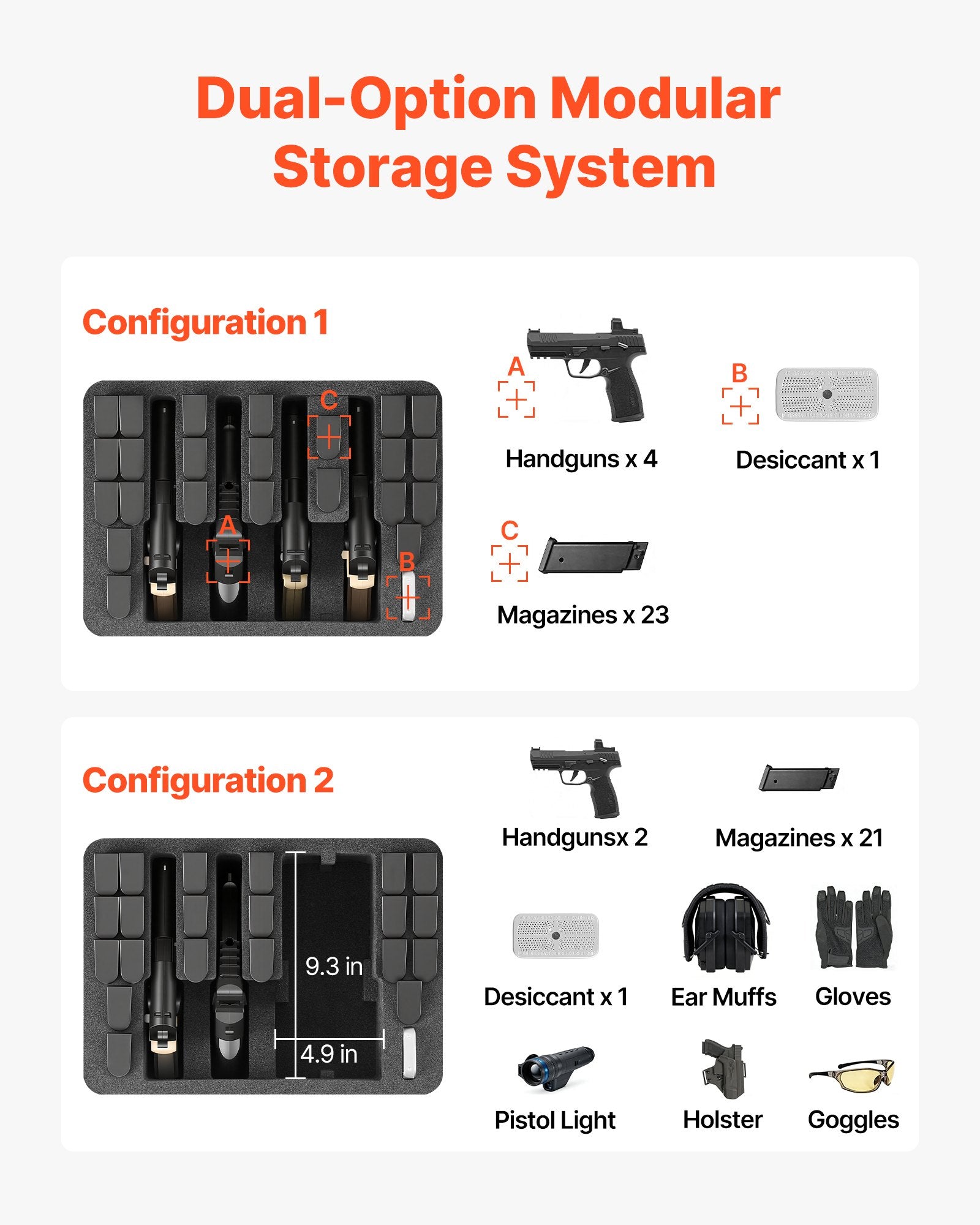 Hard Pistol Case, Heavy Duty Hard Gun Case with XPE Foam Lining, Waterproof Pistol Storage Box with Customizable Interior & Handle for Gun, Lenses, Camera, Gear, TSA Compliant, 15.9x12.5x7.5 in