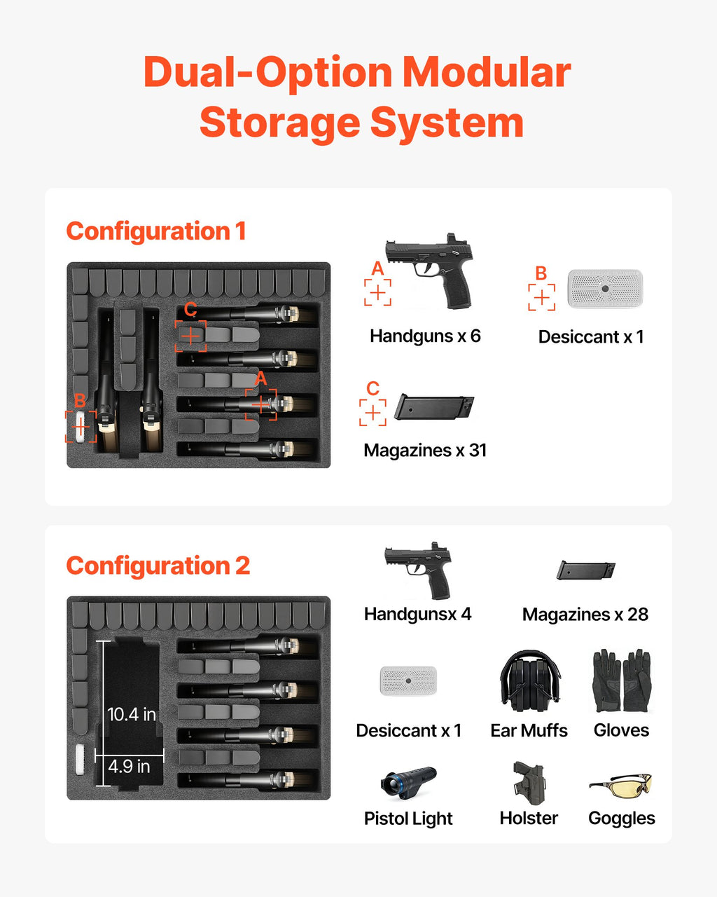 Hard Pistol Case, Heavy Duty Hard Gun Case with XPE Foam Interior, Waterproof Pistol Storage Box with Customizable Lining & Handle for Gun, Lenses, Camera, Gear, TSA Compliant, 18.7x12.5x7.5 in