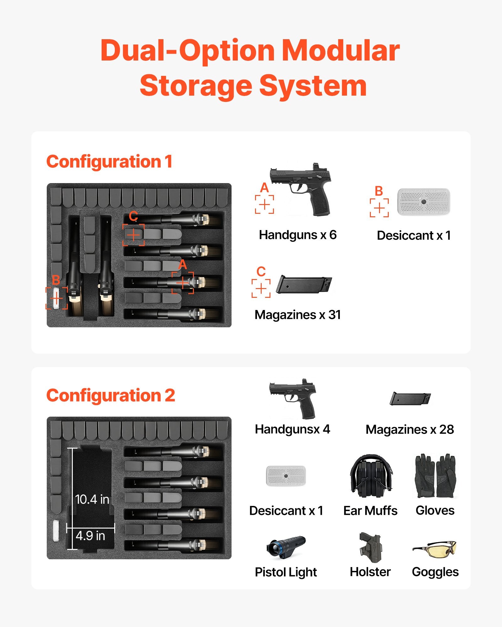 Hard Pistol Case, Heavy Duty Hard Gun Case with XPE Foam Interior, Waterproof Pistol Storage Box with Customizable Lining & Handle for Gun, Lenses, Camera, Gear, TSA Compliant, 18.7x12.5x7.5 in