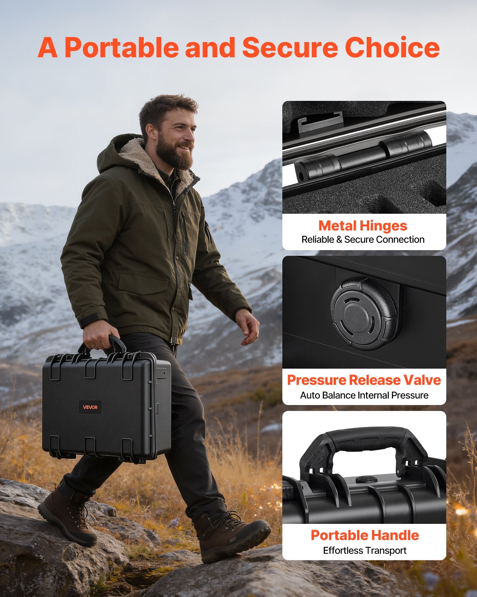 Hard Pistol Case, Heavy Duty Hard Gun Case with XPE Foam Interior, Waterproof Pistol Storage Box with Customizable Lining & Handle for Gun, Lenses, Camera, Gear, TSA Compliant, 18.7x12.5x7.5 in