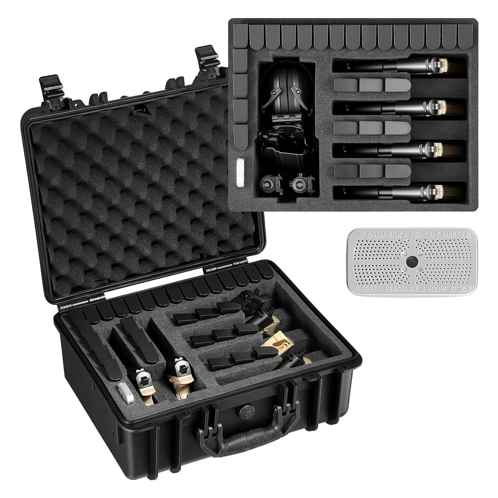 Hard Pistol Case, Heavy Duty Hard Gun Case with XPE Foam Interior, Waterproof Pistol Storage Box with Customizable Lining & Handle for Gun, Lenses, Camera, Gear, TSA Compliant, 18.7x12.5x7.5 in