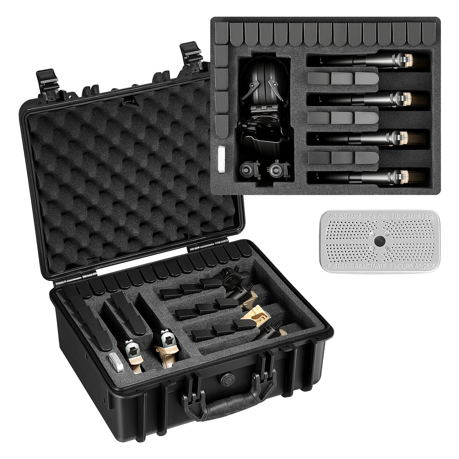 Hard Pistol Case, Heavy Duty Hard Gun Case with XPE Foam Interior, Waterproof Pistol Storage Box with Customizable Lining & Handle for Gun, Lenses, Camera, Gear, TSA Compliant, 18.7x12.5x7.5 in