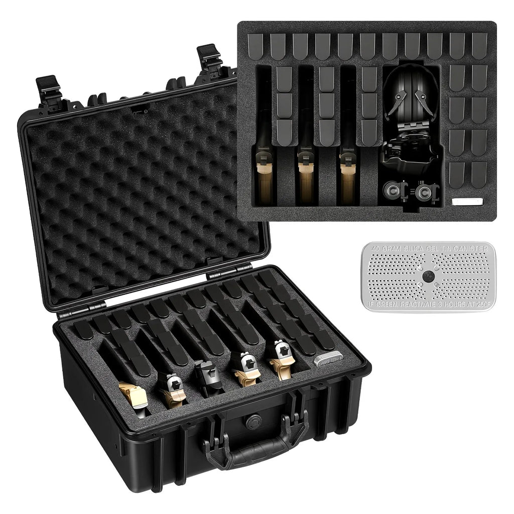 Hard Pistol Case, Heavy Duty Hard Gun Case with XPE Foam Lining, Waterproof Pistol Storage Box with Customizable Interior & Handle for Gun, Lenses, Camera, Gear, TSA Compliant, 18.7x12.5x7.5 in