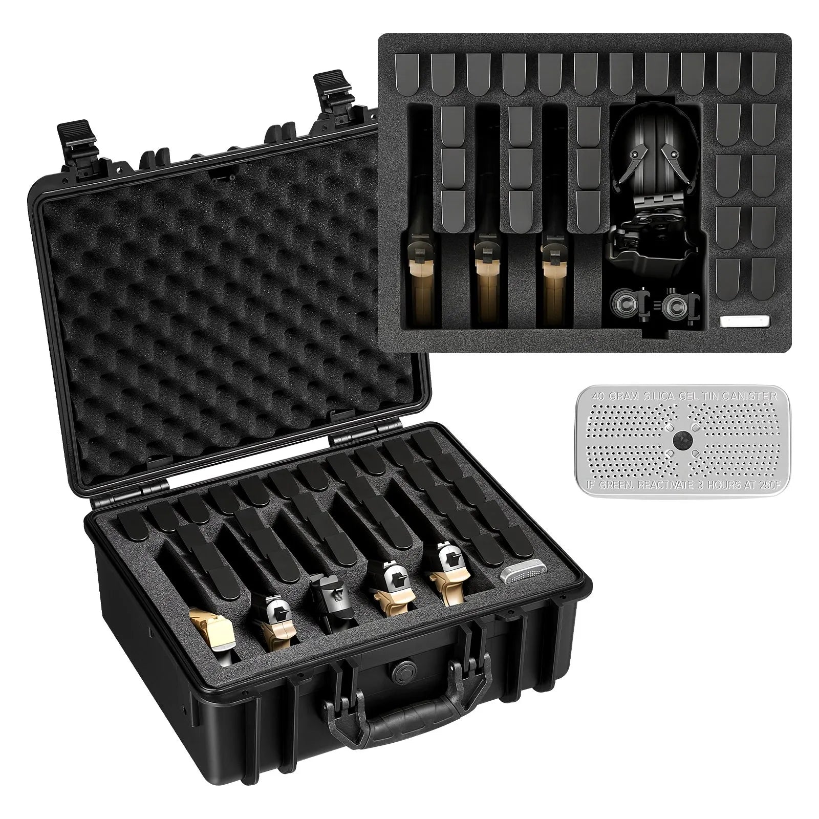 Hard Pistol Case, Heavy Duty Hard Gun Case with XPE Foam Lining, Waterproof Pistol Storage Box with Customizable Interior & Handle for Gun, Lenses, Camera, Gear, TSA Compliant, 18.7x12.5x7.5 in