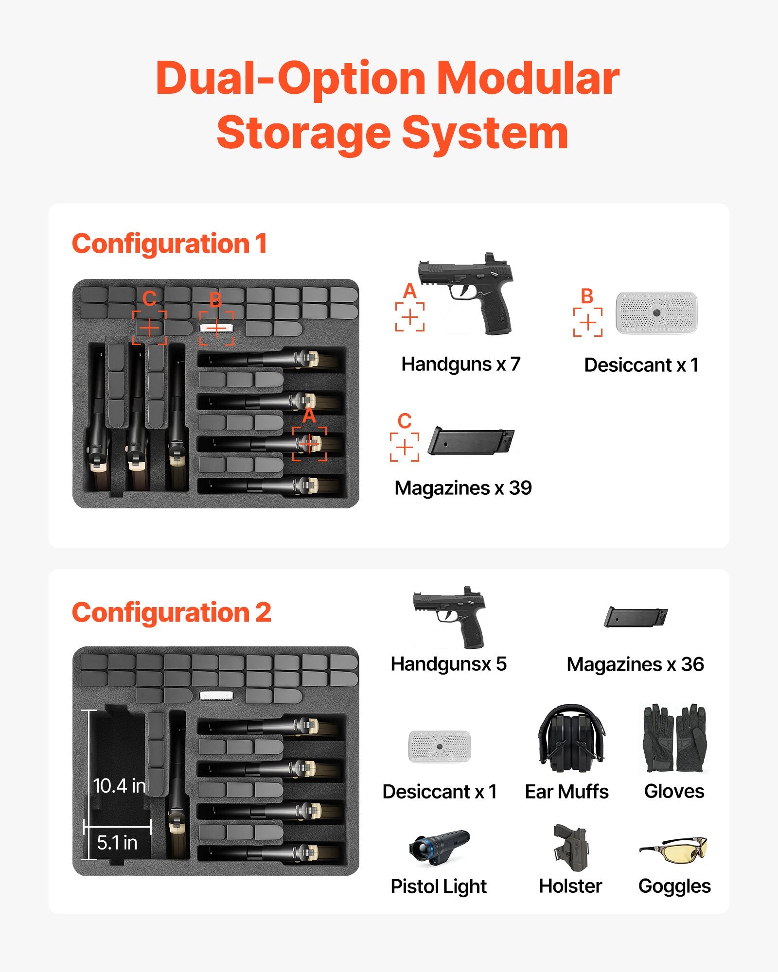 Hard Pistol Case, Heavy Duty Hard Gun Case with XPE Foam Lining, Waterproof Pistol Storage Box with Customizable Interior & Handle for Gun, Lenses, Camera, Gear, TSA Compliant, 19.3x17.1x8.3 in