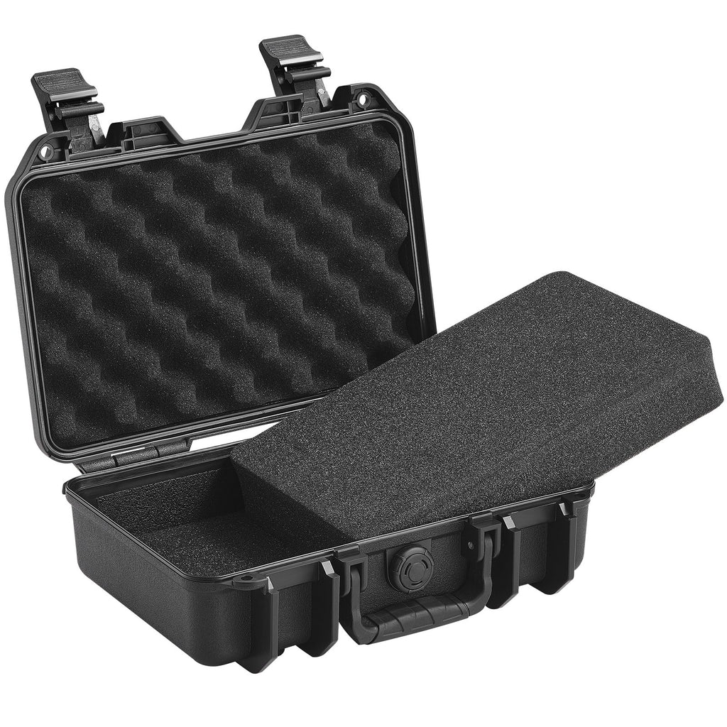 Hard Pistol Cases with Pre-cut PU Foam, Waterproof & Dustproof Hard Gun Case for 1 Pistol, 12.59×9.01×4.4 in Lockable Pistol Case, Black