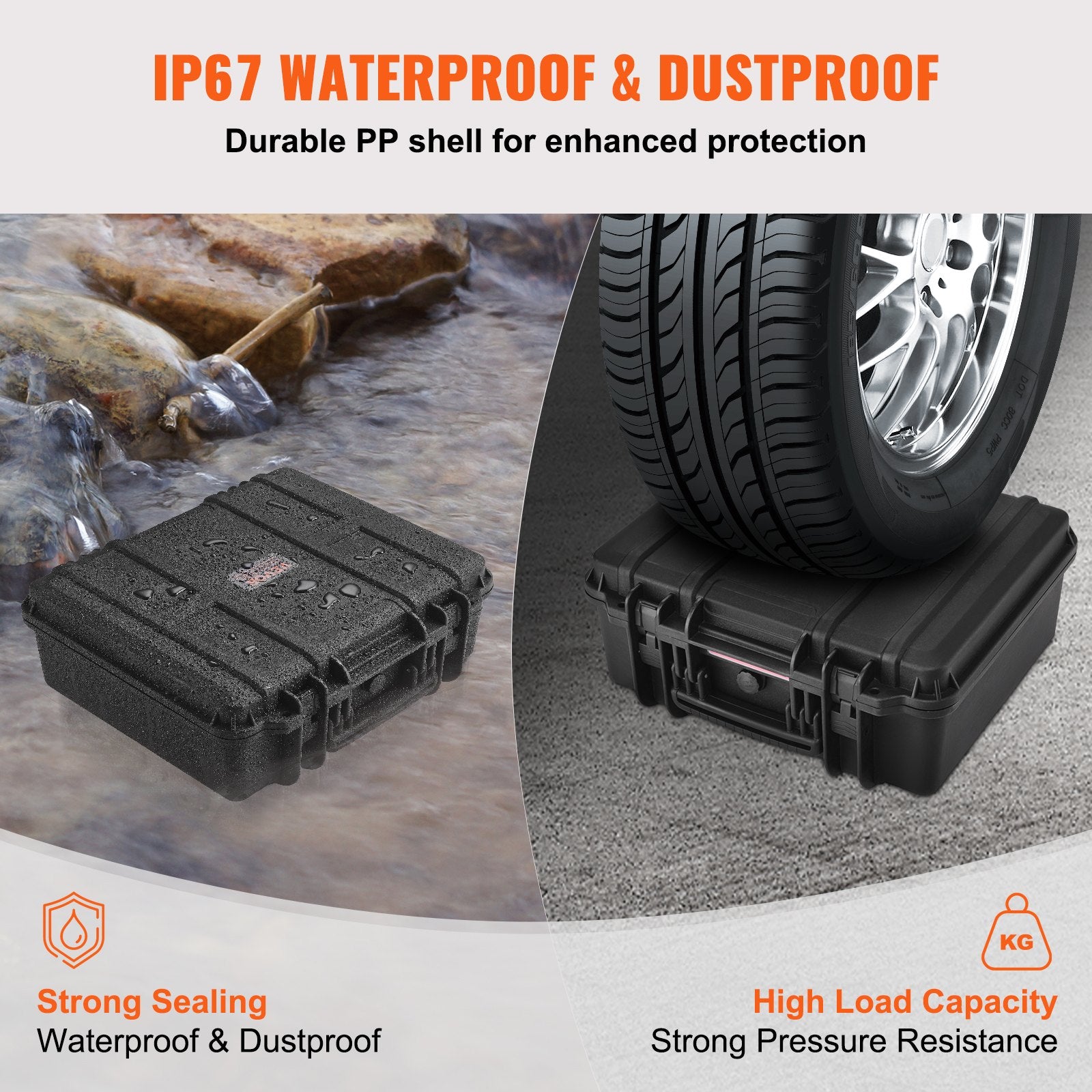 Hard Pistol Cases with Pre-cut PU Foam, Waterproof & Dustproof Hard Gun Case for 6 Pistol, 19.3×17.1×8.3 in Lockable Pistol Case, Black
